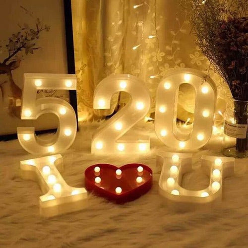 Deco Estrella Numero Luminoso X1 Decorador Plastico Blanco Cartel Luz Led 7