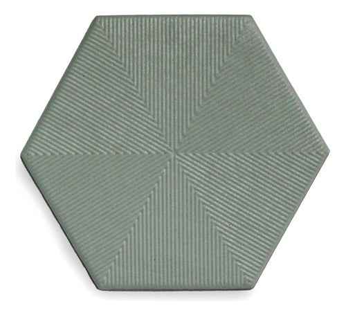 Green Deco Hexagonal Decorative Ceramic Tile 20x23 Cm 7