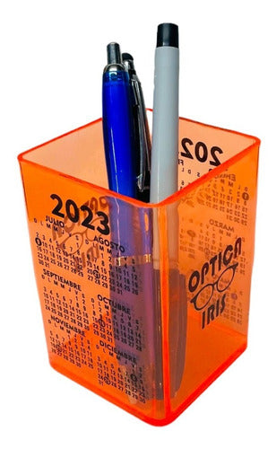 100 Colorful Pen Holders with Logo and 2019 Calendar 40
