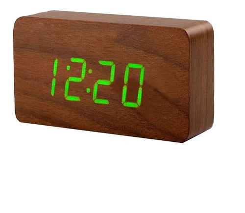 Daza Wooden LED Alarm Clock with Temperature and Date Display - USB Powered 1