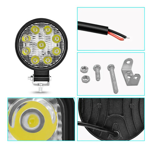 2 Round Off Road 9 LED 27W Agricultural LED Auxiliary Lights 8