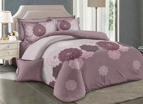 Cotton Flor Acolchado + Juego De Sabanas 2 Plazas 3