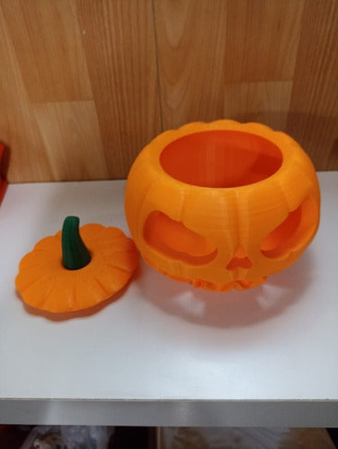 Caramelera Calabaza Halloween Plástica 3d Grande 1