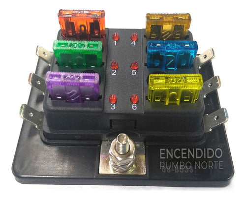 Encendido Rumbo Norte Universal Fuse Box with LED for 6 Fuses 0