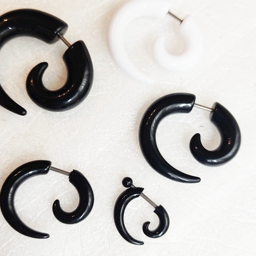 Acrylic Steel Spiral Fake Expander Horn Earrings Piercing 3-4 cm 48