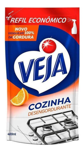 Kit C/ 4 Veja Desengordurante Cozinha Laranja 400ml Refil 0