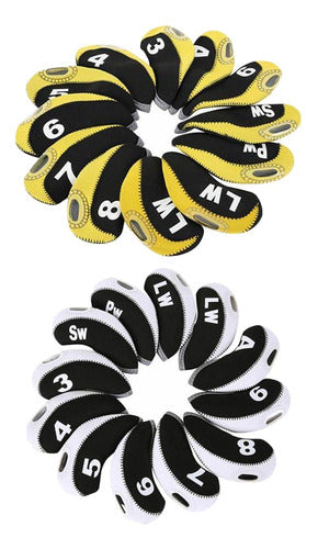 24x Club Iron Headcover Set Wedge Headcover Amarelo E Branco 2