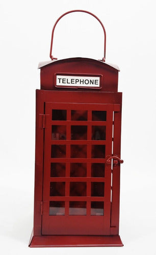 Sheshu Home Vintage London Phone Booth Candle Holders - Set of 2 1