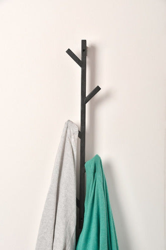 Oak Vertical Wall Coat Rack - Unique Design 5