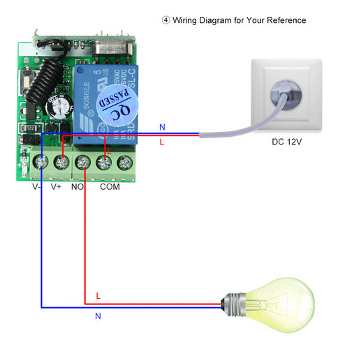 Bloqueio De Controle Remoto Eletrônico 12v 1ch Sem Fio 2