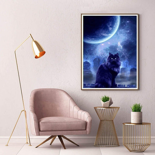 Kaliosy 5D Diamond Painting Cat Moon Night 40x50cm 2