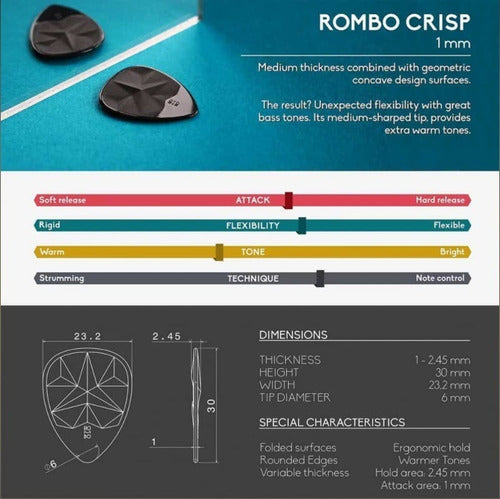 Palhetas Rombo Crisp Color - 1.00mm ( Set 4 Unid. ) 1