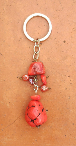 Semiprecious Stone Keychain - Original - Brain Coral 009 1