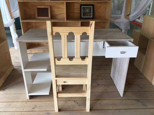 Melamine Desk 120x50x77cm with Drawer and Shelves 0