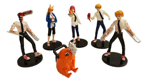 Set X6 Figuras Chainsaw Man Personajes Pochita Gashapones 0