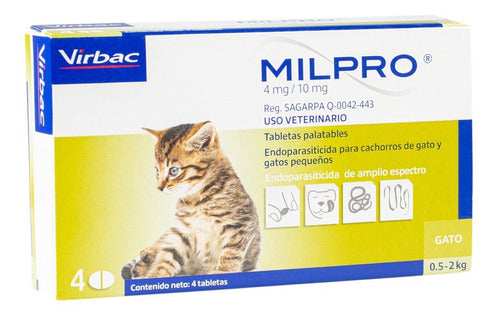 Desparasitante Interno Para Gato Virbac Milpro 4mg X 4 Comp 1