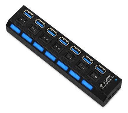 7Port Splitter Adapter USB3.0 Hub 5Gbps On/Off Switch 6