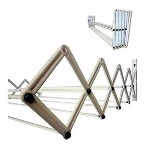 Sturdy Wall-Mounted Extensible Clothesline 60 cm Wide 7 Rods 0