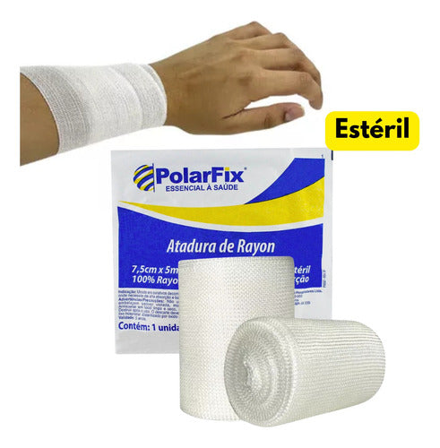 Curativo Atadura De Rayon Estéril 7,5cmx5m Polarfix - 10 Un 2