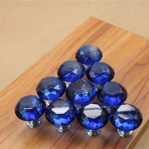 Mallofusa 10PCS Royal Blue Crystal Glass Cabinet Knob Cupboard Drawer Pull Handle 4