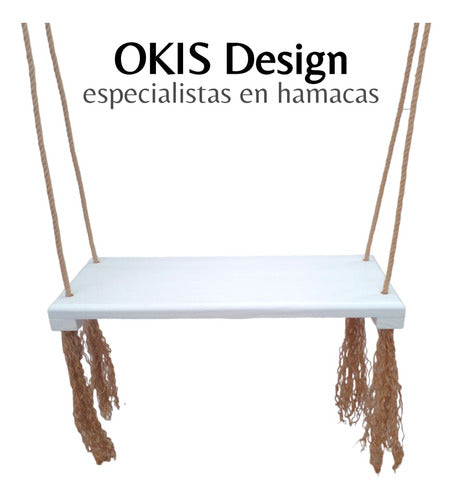 OKIS DESIGN Nordic Wooden Hammock with Long Jute Ropes and Hooks 1