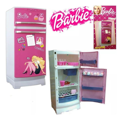 Heladera + Lavarropas Barbie Miniplay Con Accesorios 1