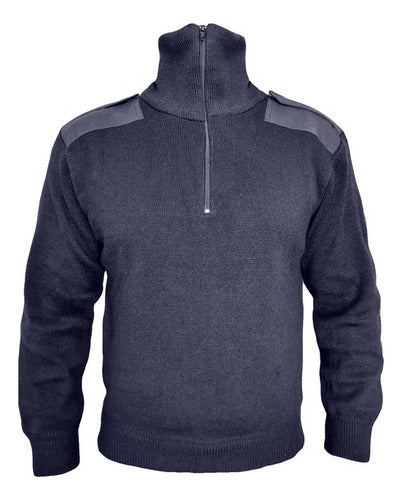 Tactical Lined Knitted Sweater with High Neck Zipper 2