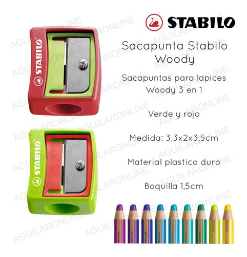 Stabilo 3 Woody Large Hole 3-in-1 Pencil Sharpeners 1