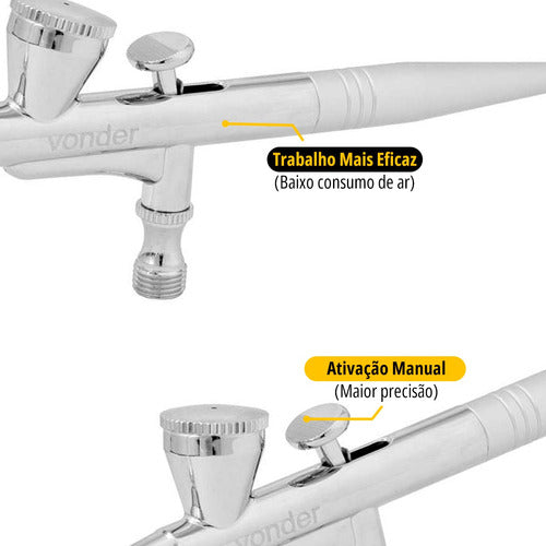 Kit Aerógrafo Com Mini Compressor Bivolt Profissional Vonder 2