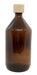 ByF Deco Amber Glass Syrup Bottle 1L with Wooden Cap - Set of 6 0