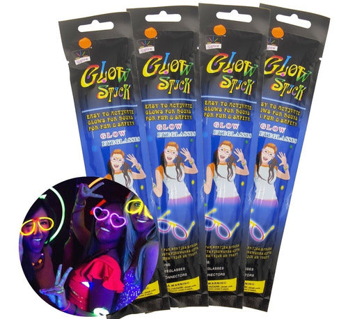Pack of 4 Glow Neon Luminous Glasses for Carioca Fiesta Quinceañera Party 0