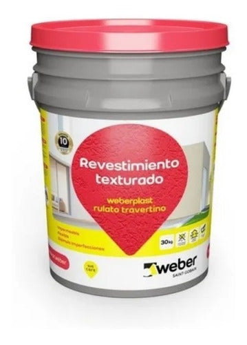 Weber Textured Coating Weberplast Rulato Travertino Medio White Ant 30kg 0