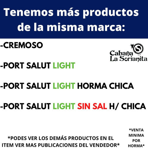 Cabaña La Sorianita Port Salut Light Cheese Without Gluten 1