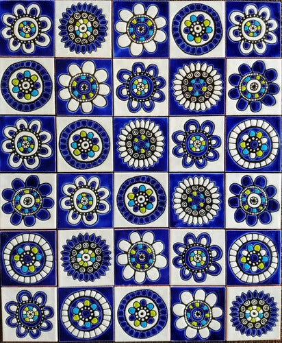 Renacimiento Mayólicas, Azulejos, Tocetos Guadalajara Cobalto 10 X 10 0