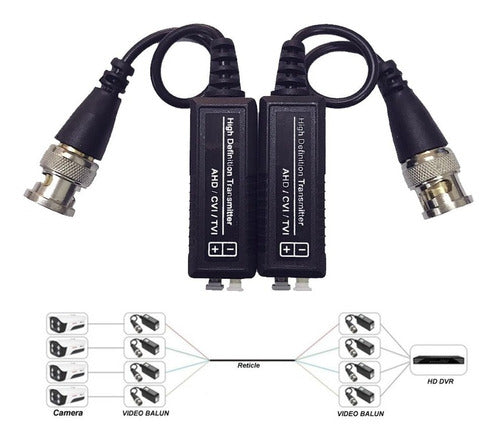 Balun Cctv Hd Pasivo Ahd Hdtvi Hdcvi Cvbs Bnc A Cable Utp X8 4