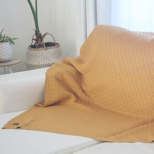 Queen Wool Bed Runner / Blanket with Braids 0
