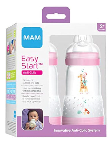 MAM Easy Start - Anti-Colic Medium Flow Baby Bottle, 9 oz (2 Pack) 1