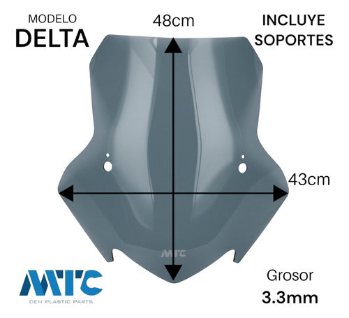 Parabrisa Delta Con Soporte Negro Yamaha Xtz 250 Mtc 3