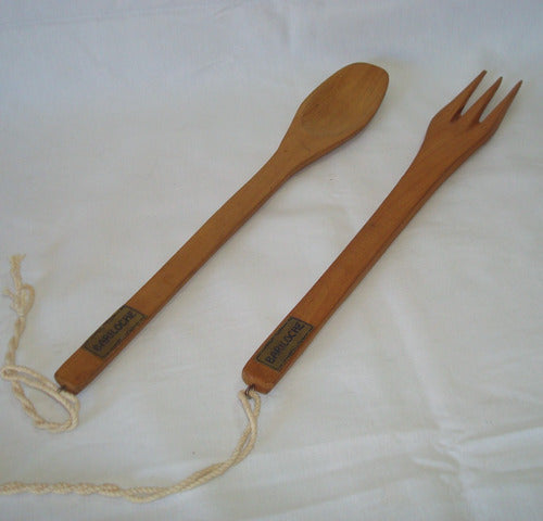 Bariloche Set of Handcrafted Wooden Spoon and Fork - Rustic Style 3