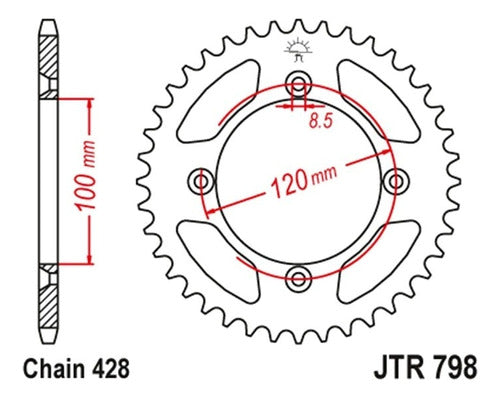 JT Sprocket JTR798.47 47T Black Iron for Yamaha Suzuki 1