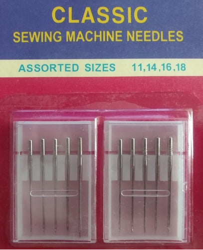 AVIOINDUMENTARIA Combo of 10 Sewing Machine Needles Sizes 11, 14, 16, 18 2