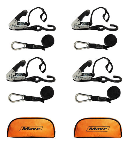 4 Kits Cintas Catraca Fita Amarração Moto Jet Ski 800 Kg 0