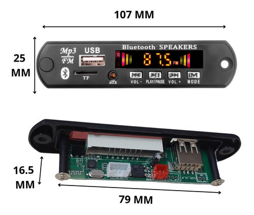 Módulo Mp3 C/ Bluetooth Usb/sd/fm/aux Con Control Remoto 5