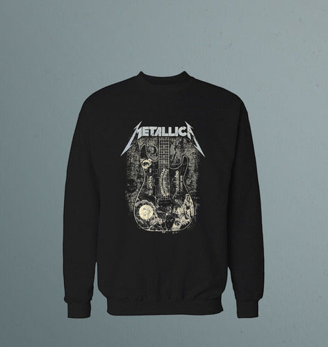 Memo Estampados Metallica Guitar Sweatshirt in Black and White 1