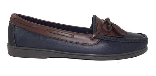 Crespo Women's Classic Blue Leather Moccasin 0