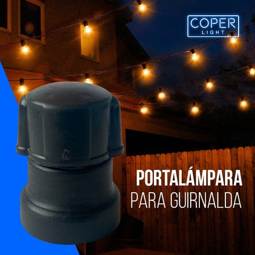 Coper Light Portalampara Guirnalda E27 Exterior Chicote Obra 5