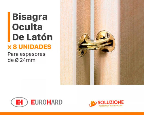 Euro Hard Brass Concealed Hinge Diameter 24mm X 8 Units 1