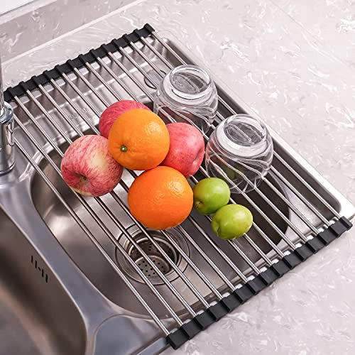 Seropy Roll Up Dish Drying Rack Over The Sink - Black 43x30 1