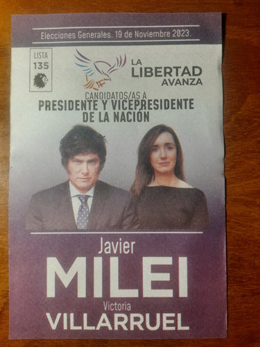 Boleta Milei Presidente - Original De Las Fuerzas Del Cielo 0