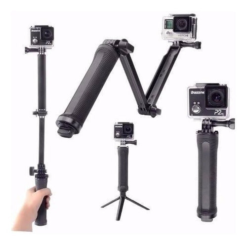 Kit Bastao 3 Formas Gopro Hero 5 4 3 3+ Tripe Monopod 3 Way 0